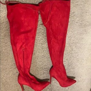 Red Thigh High Boots